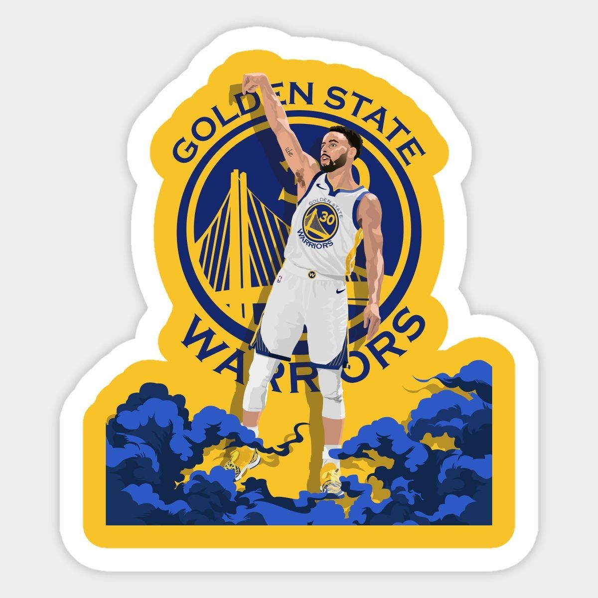 Warriors Basketball Sticker | Blue Gold Vinyl Waterproof Car Laptop Sticker