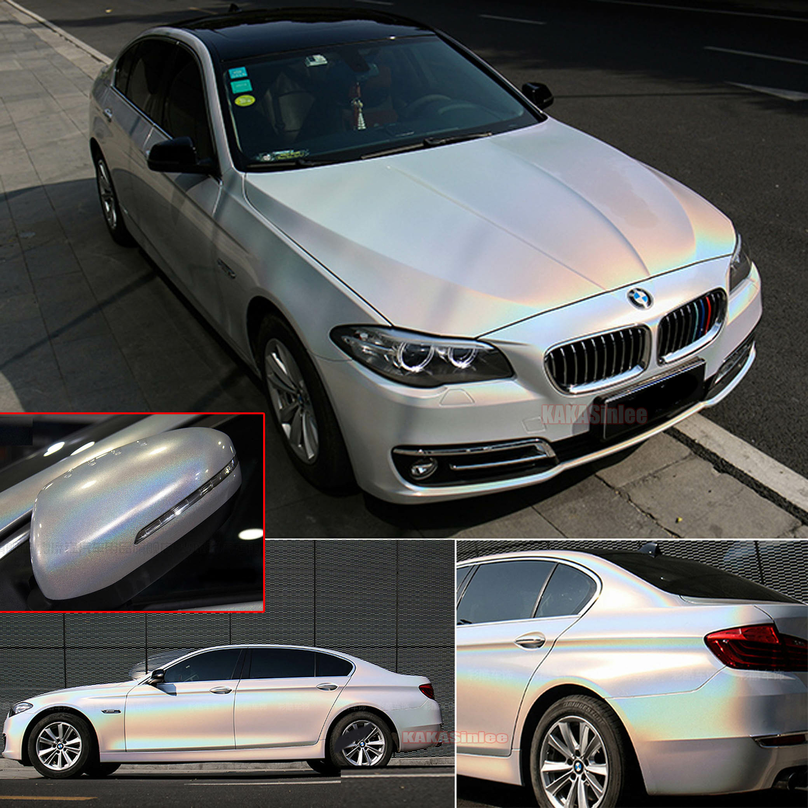 Air Release White Full Car Chameleon Mirror Chrome Laser Vinyl Wrap Sticker HDUS