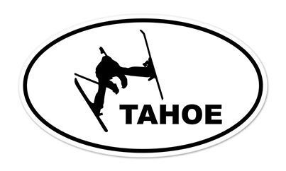 Tahoe Skier Ski Skiing Oval car window bumper sticker decal 5″ x 3″