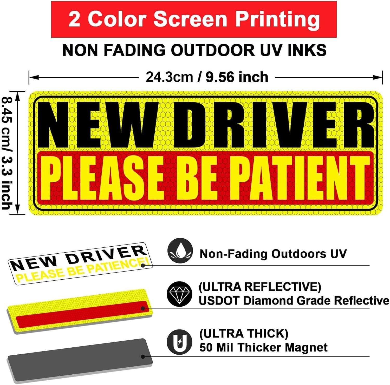 Student Driver Car Magnet Set: Humorous Safety Signs for Teen Drivers (3 Pcs)