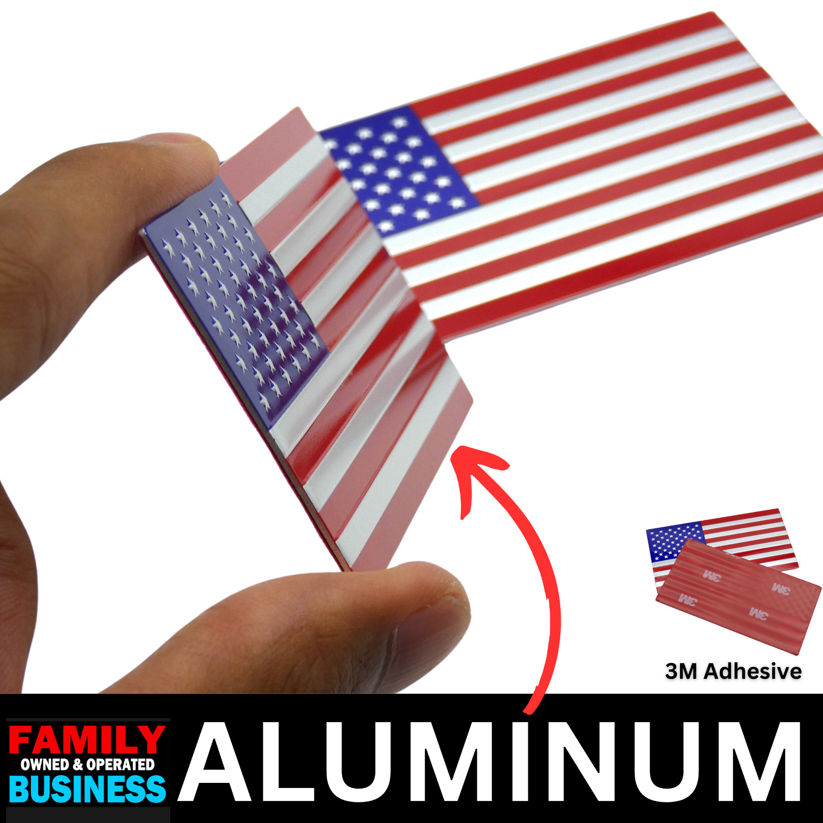 2x ALUMINUM American Flag Decal Sticker Car, Motorcycle, Patriotic Color