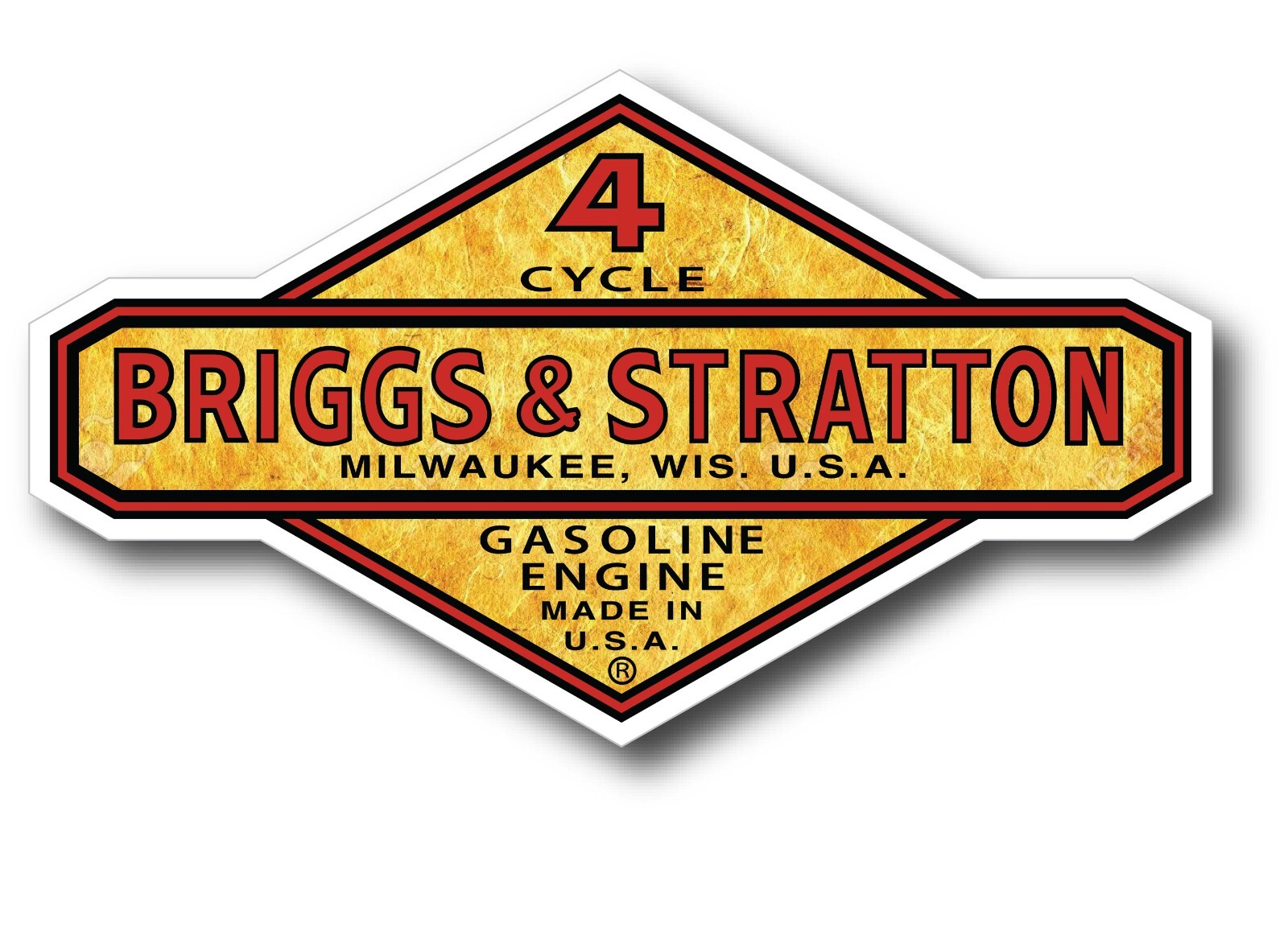 Gold Foil Look Vintage Briggs & Stratton Gasoline Oil Gas Decal Sticker 5″ x 3″