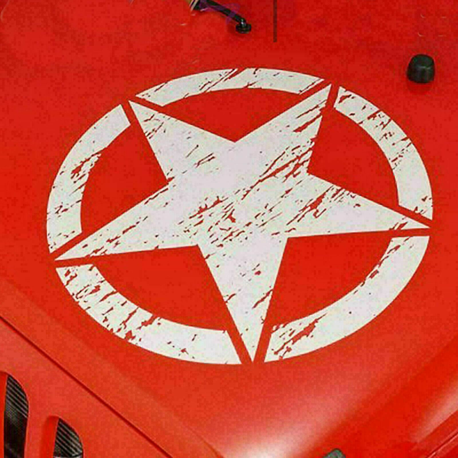White Distressed Military Army Star Sticker Decal Car Truck SUV Hood Door
