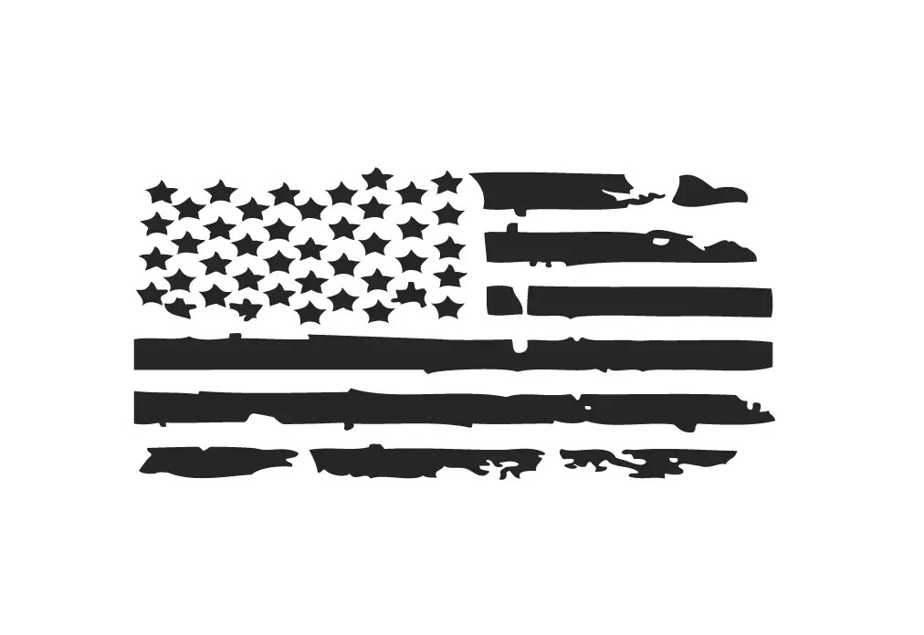 Distressed American USA flag Hood vinyl sticker 38″ decal – Fits Dodge Ram 1500