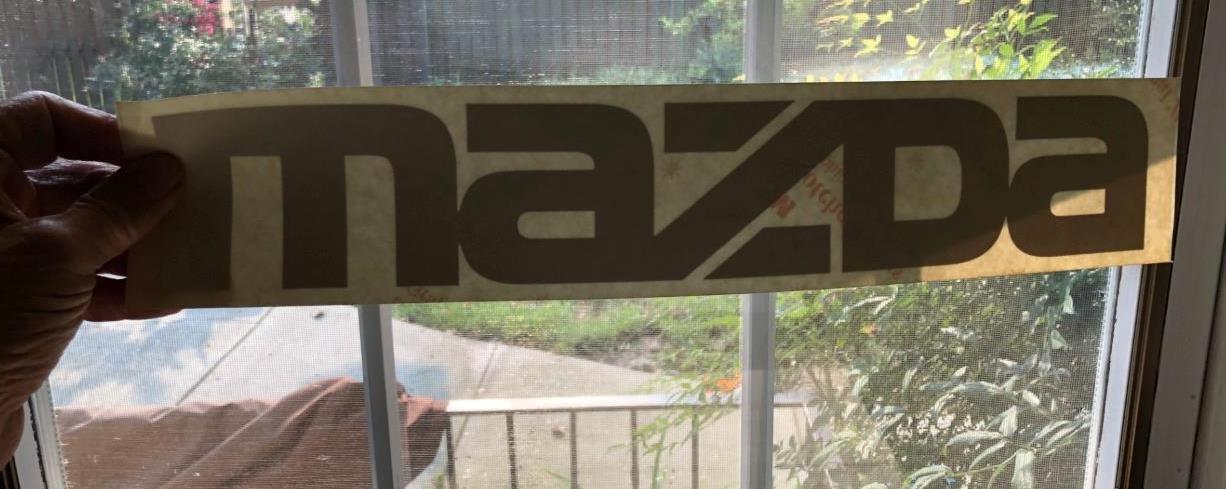 Large White “Mazda” Official Competition Decal 3.5×17″