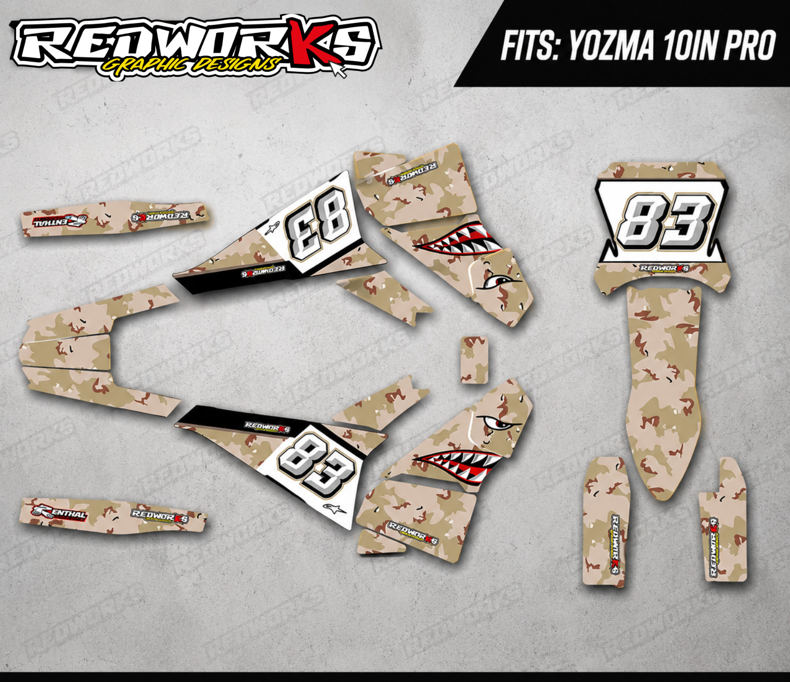 Yozma 10in Pro Graphics Kit Decals Stickers Desert Camo 6Mil Custom Wrap