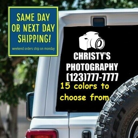 6 Sizes CUSTOM PHOTOGRAPHER PHOTOGRAPHY SERVICE STICKER DECAL Car Window Laptop