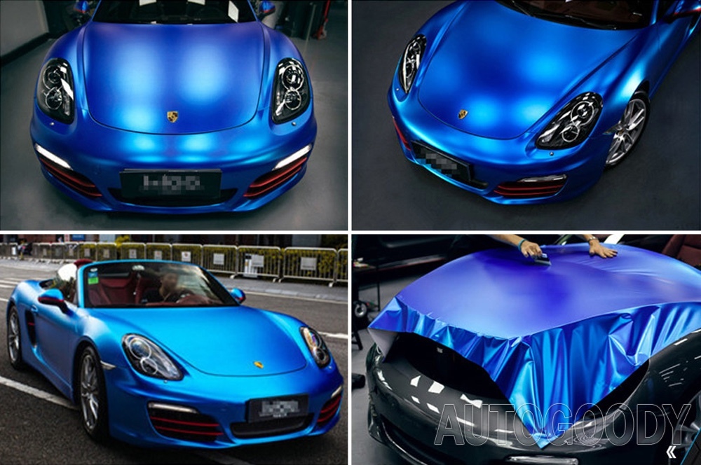 20ft x 5ft Satin Matte Chrome Metallic Deep Blue Vinyl Film Wrap Air Bubble Free