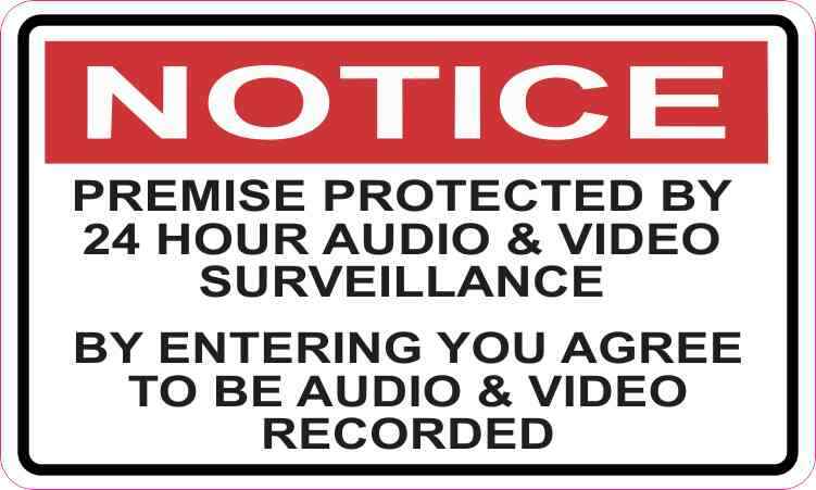 5in x 3in Audio and Video Surveillance Sticker