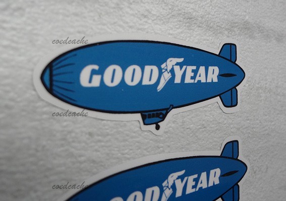 2x GoodYear Blimp decals 70s Style sticker NHRA Drag Racing Indy Rally Pick Size