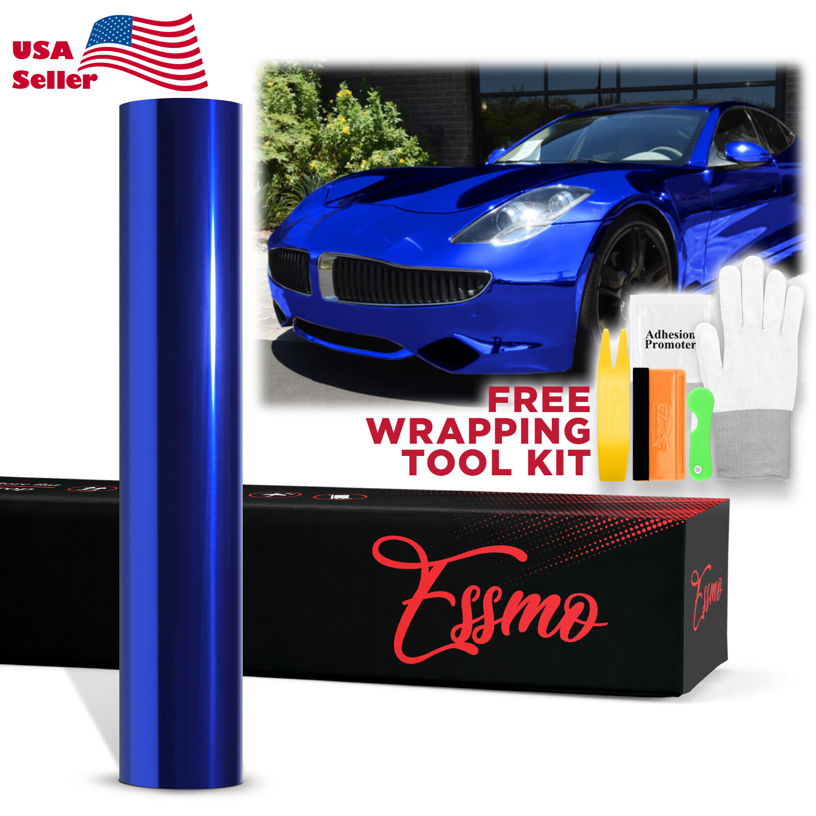 ESSMO PET Super Chrome Stretch Royal Blue Vehicle Vinyl Wrap Decal Sticker Sheet