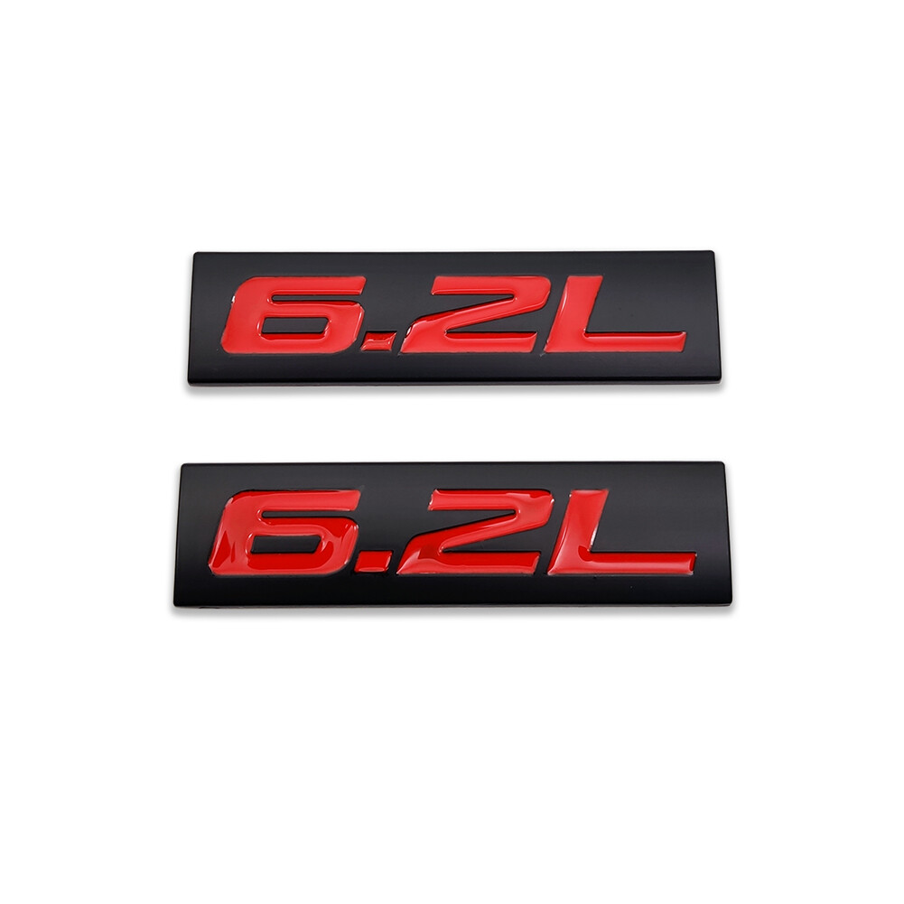 2x Black&Red 1.5-7.3L Emblem Logo Side Badge Metal Sticker V6 Sport Turbo