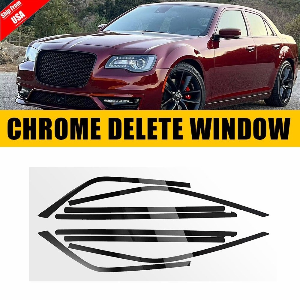 Gloss Black Chrome Delete Blackout Window Cover Decal For Chrysler 300 2011-2023
