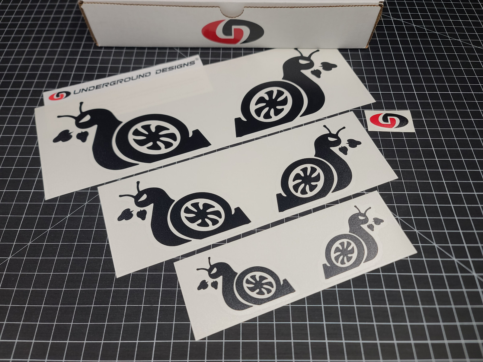 Turbo Snail Decals (6pk) Turbocharged Window Accent Stickers 3 Sizes Mirrored