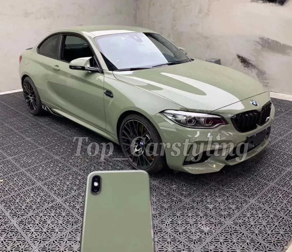 50FT x 5FT Premium Ultra Gloss Glossy Vinyl Car Wrap Film Sticker Khaki Green
