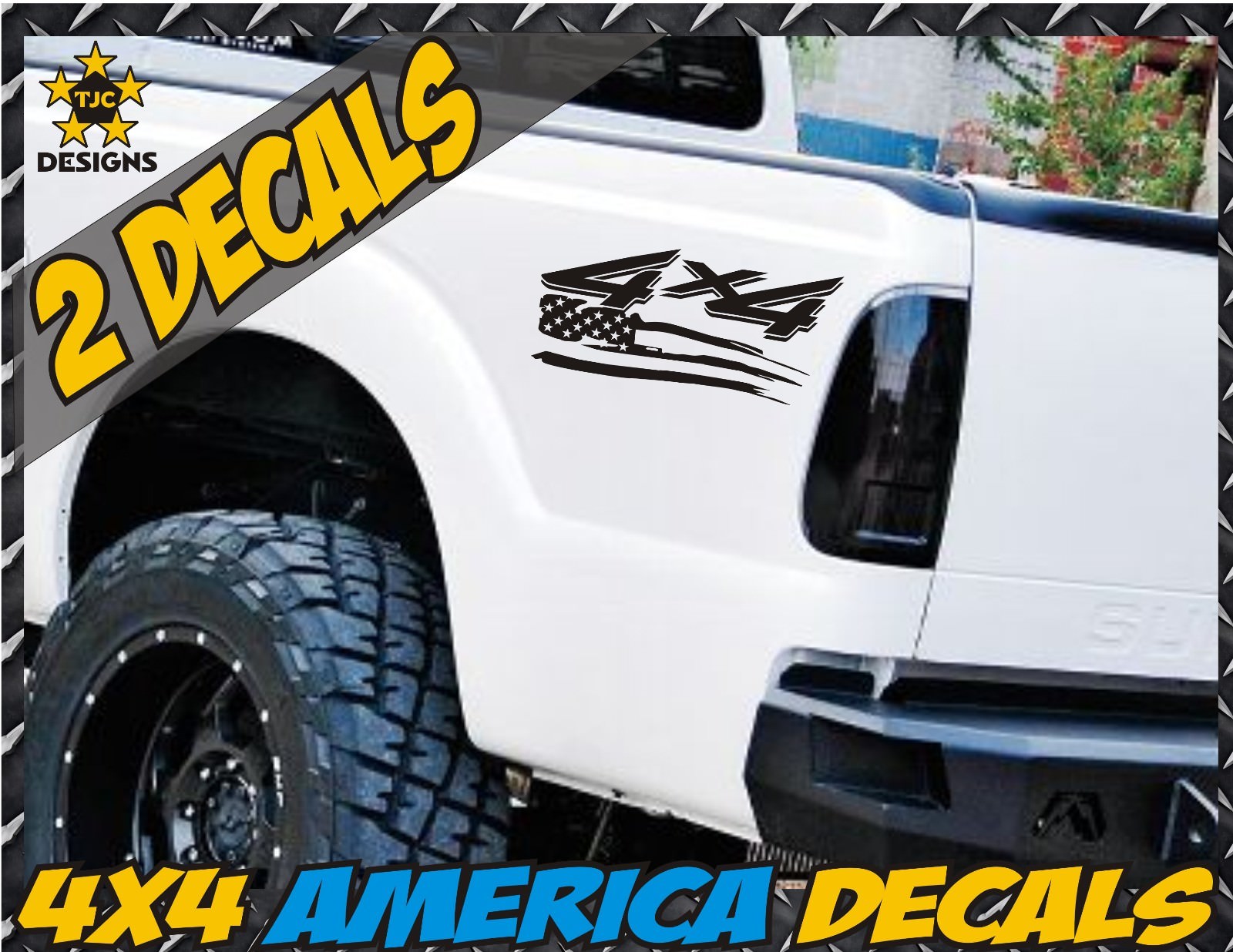 4×4 Off Road US Flag Truck Bed Decal Set MATTE BLACK for Ford F-150 Super Duty
