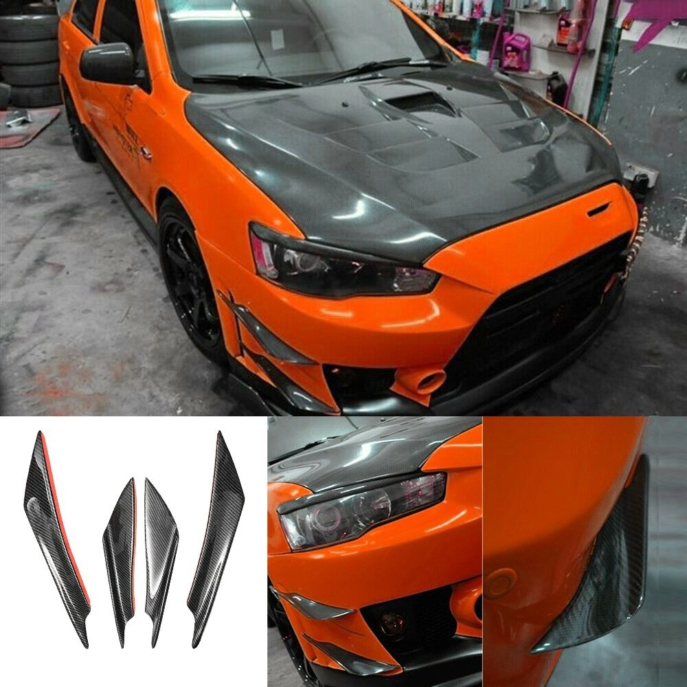 4Pcs Car Bumper Fin Splitter Diffuser Spoiler Lip For Hyundai Dodge Ford Honda N