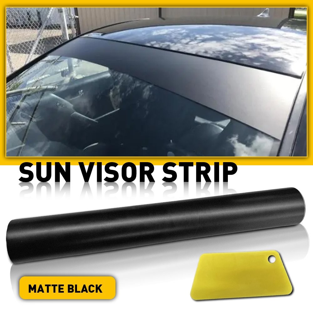 Car Sun Visor Strip Tint Film Front Windshield UV Shade Banner Matte Black NEW