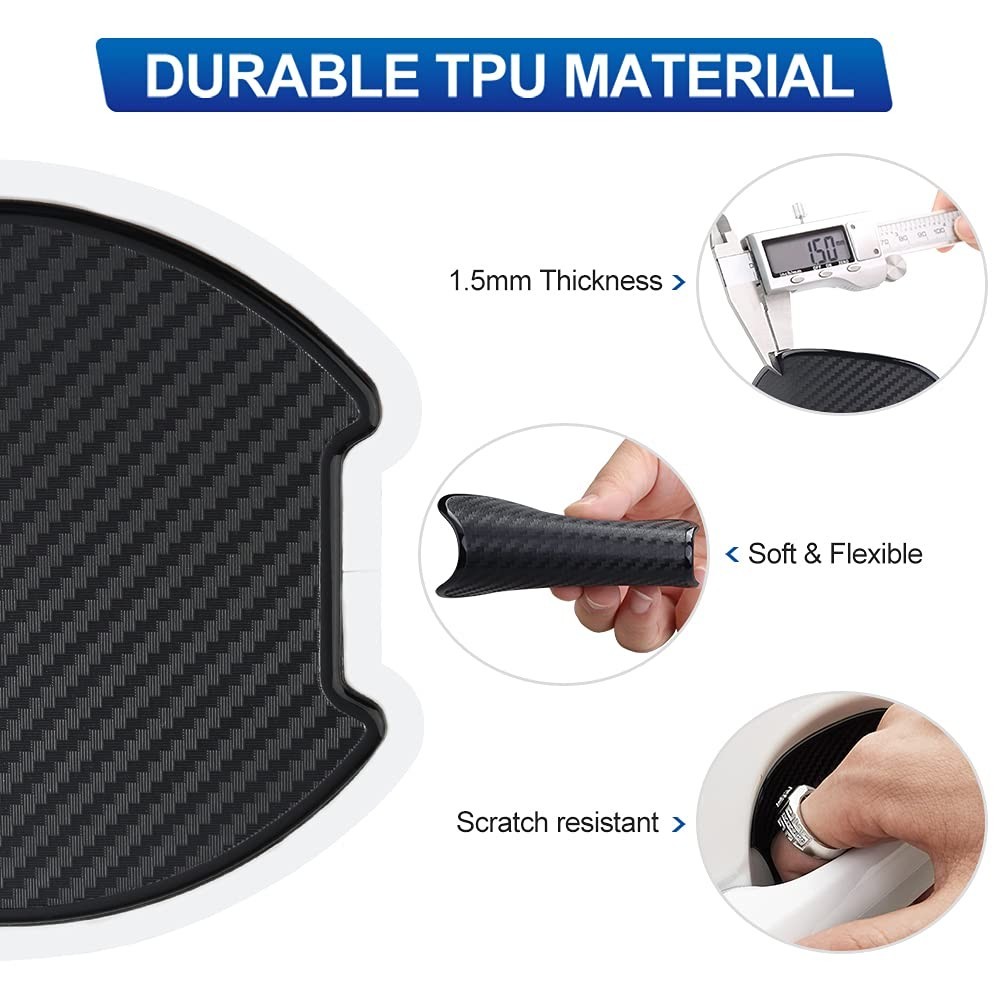 Universal Car Door Handle Scratch Protector – 4Pcs TPU Carbon Fiber 3D Stickers