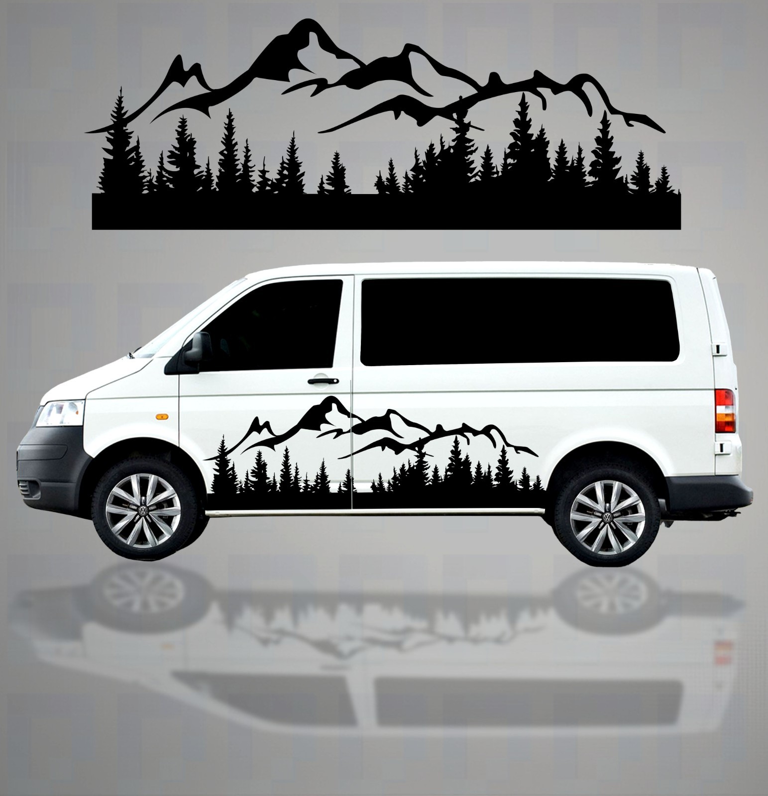 Mountains & Trees Landscape Graphics Kit – Vinyl Decals for Van & Camper (2pc)