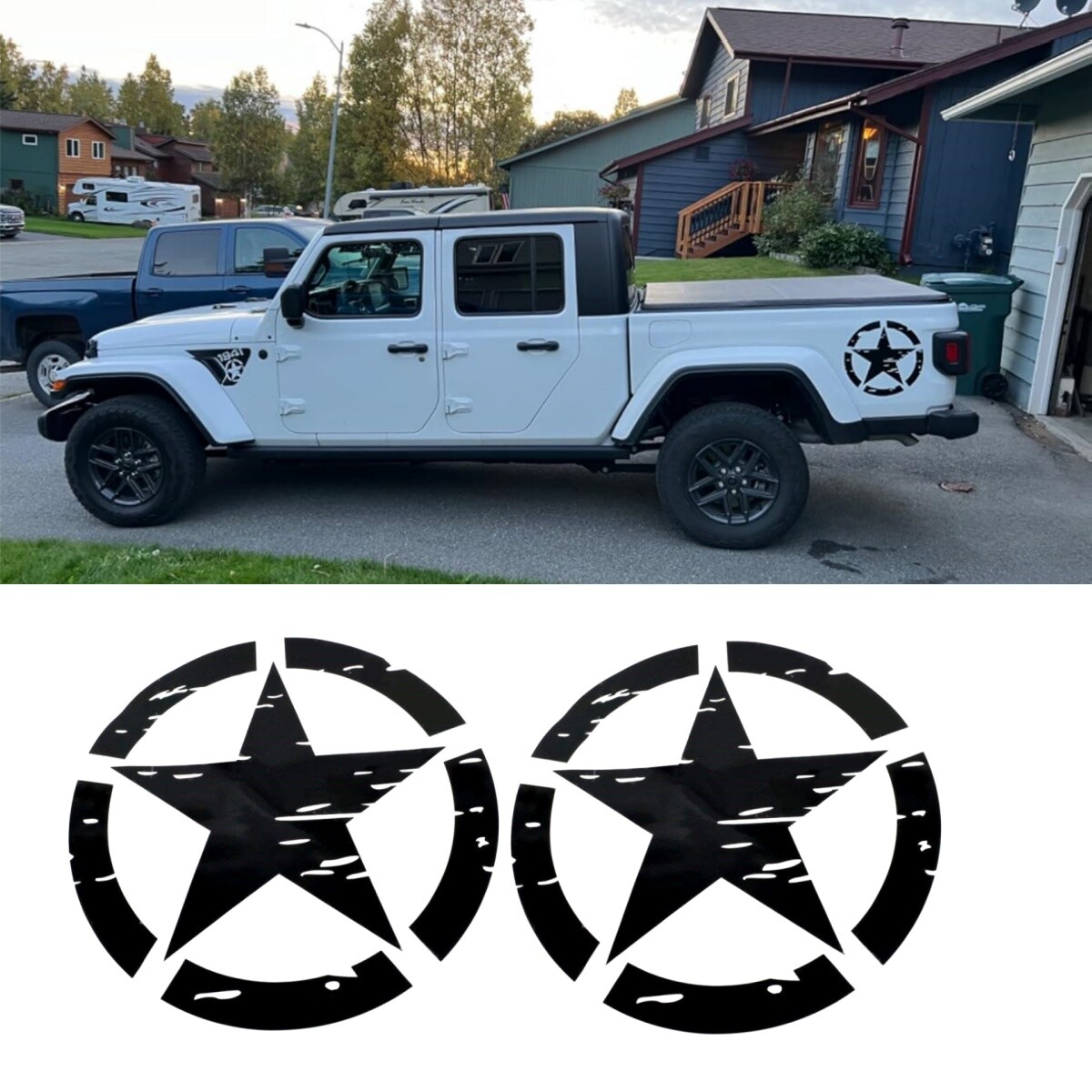 2PCS Military Army Star Decals DIY Vinyls Stickers For Car Hood Body Side Doors
