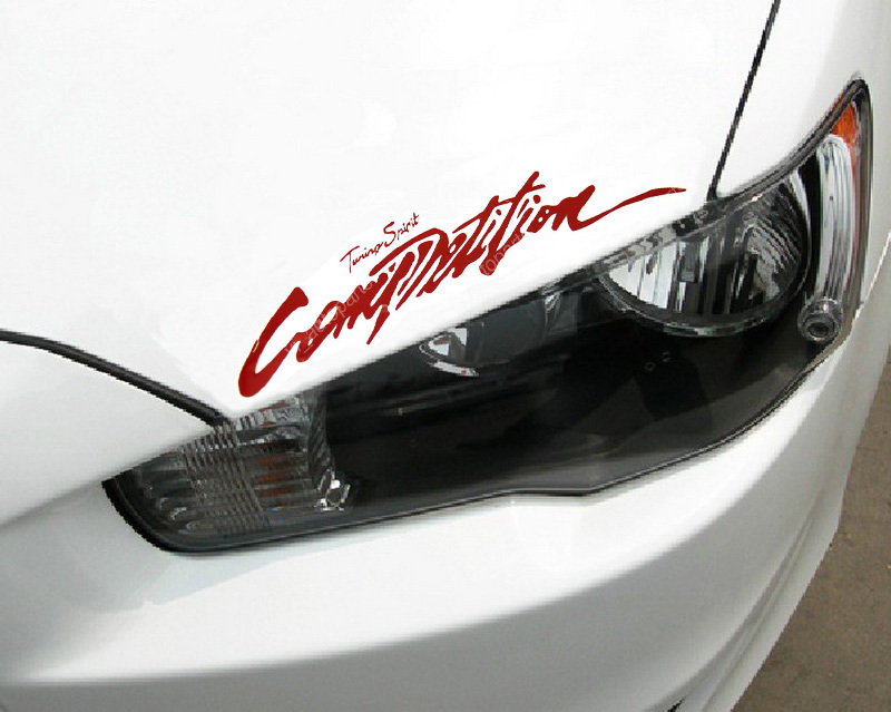 Competition Car Headlight Taillight Eyebrow Decal Sticker Vinyl 13.5″ Body Red