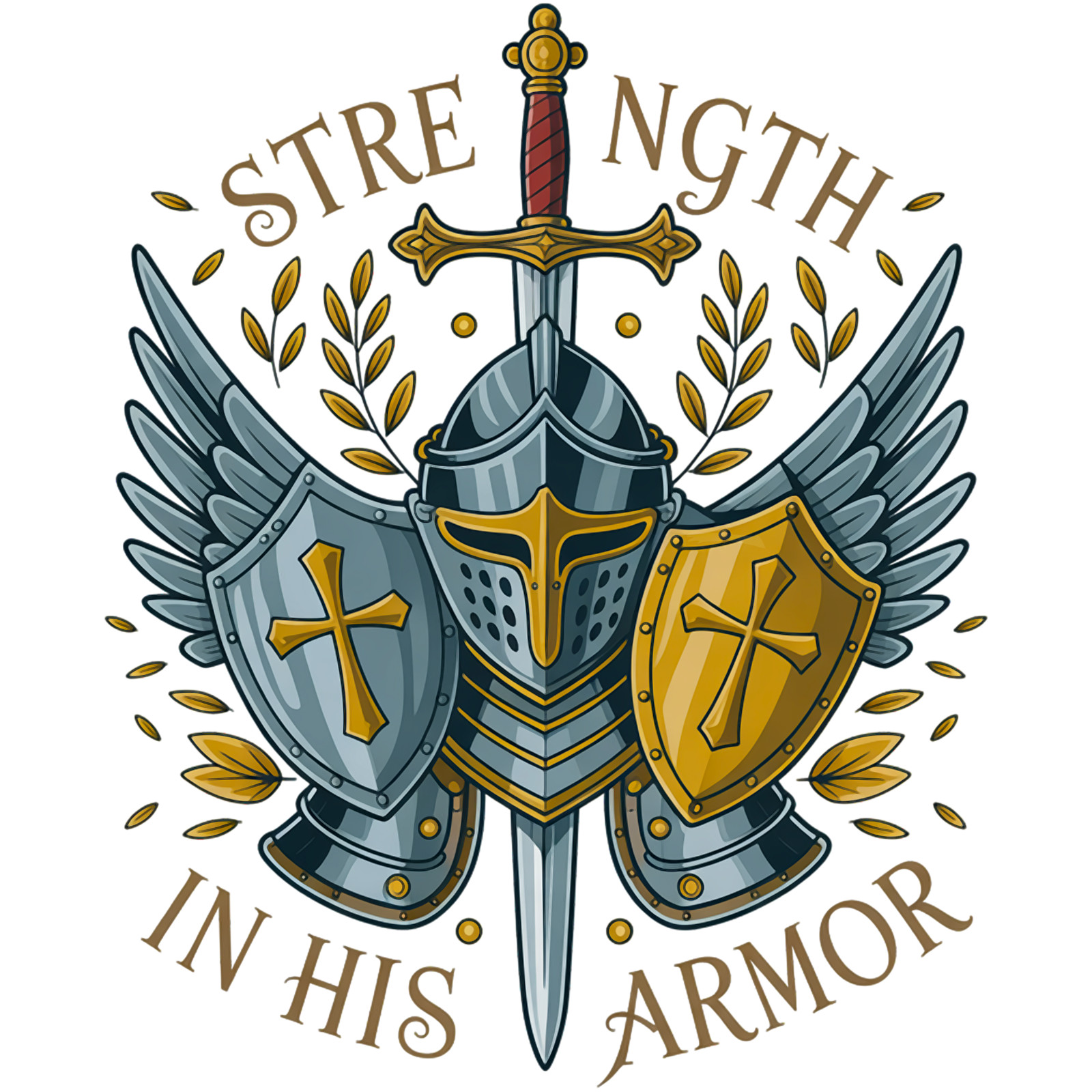 👀 CHRISTIAN “STRENGTH IN HIS ARMOR” Vinyl Decal Sticker 2″-18″ You Choose! 🎚⚔