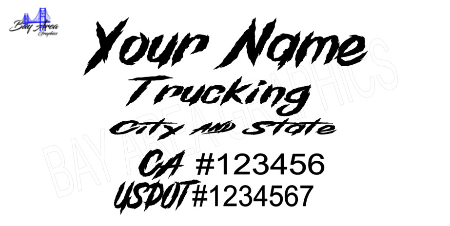 TRUCK DOOR COMMERCIAL DECALS SIGN CUSTOM SAME STYLE TEXT & DOT OUTDOOR VINYL X2