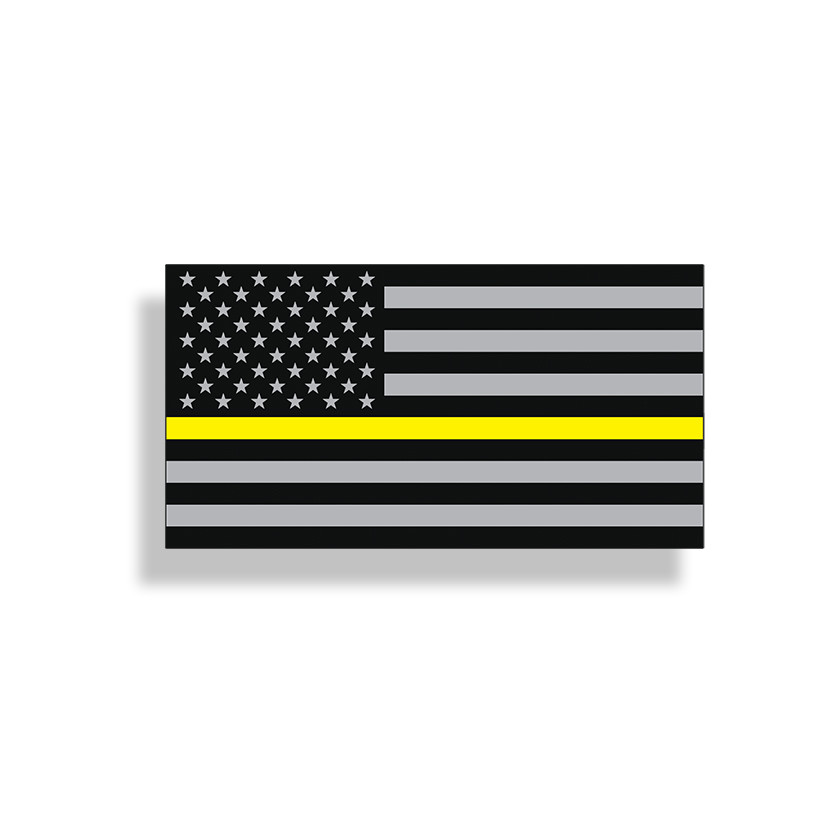 Yellow Line Sticker Dispatch Security Officer USA Flag 911 Vehicle Window Decal