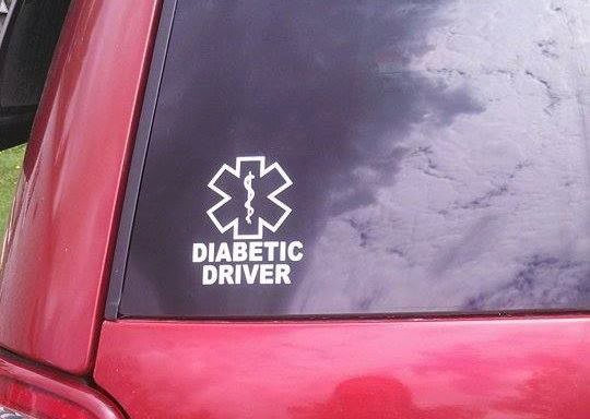 DIABETIC DRIVER Decal Vinyl Car Window Sticker ANY SIZE