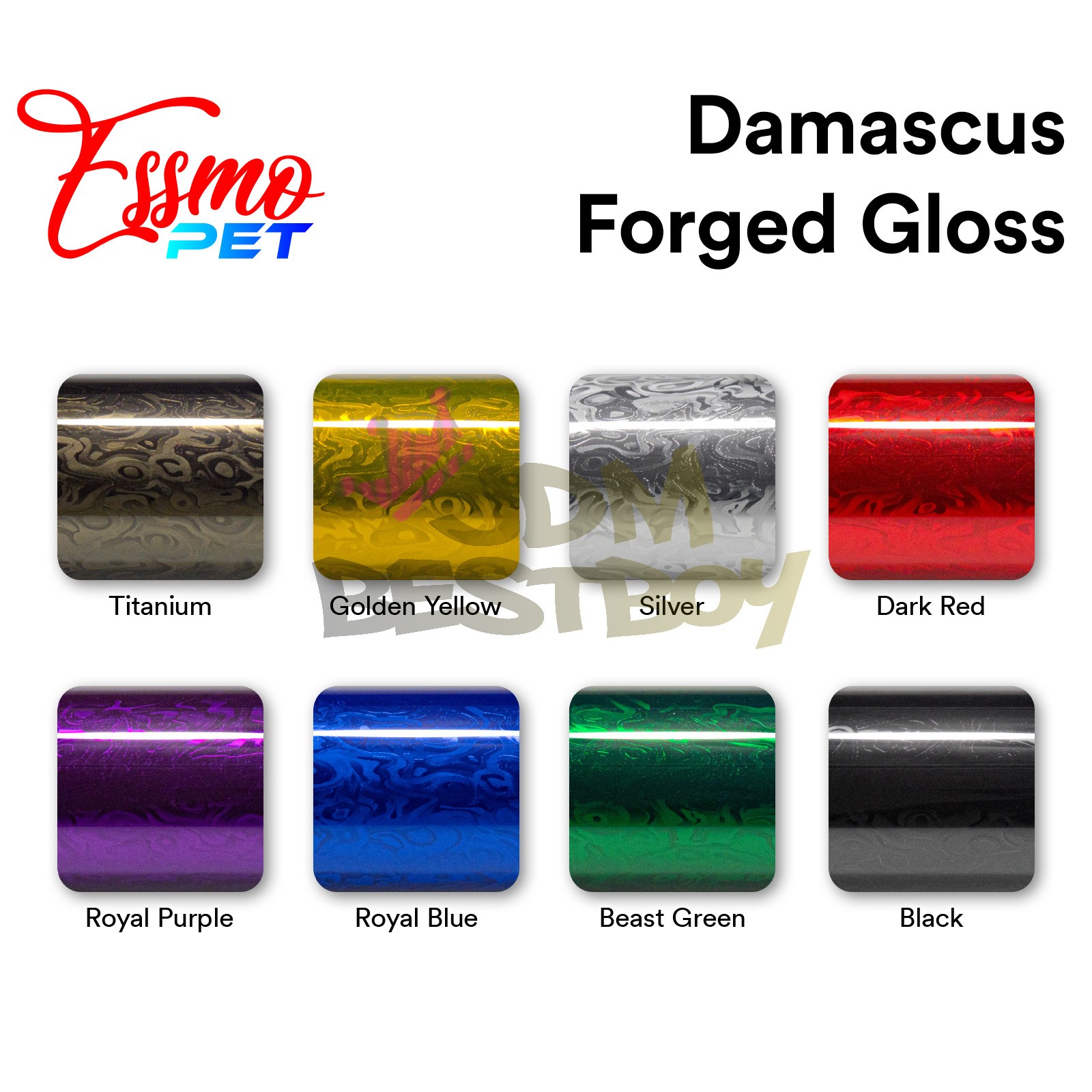PET Damascus Steel Forged Gloss Royal Blue Car Vinyl Wrap Decal Sticker Film