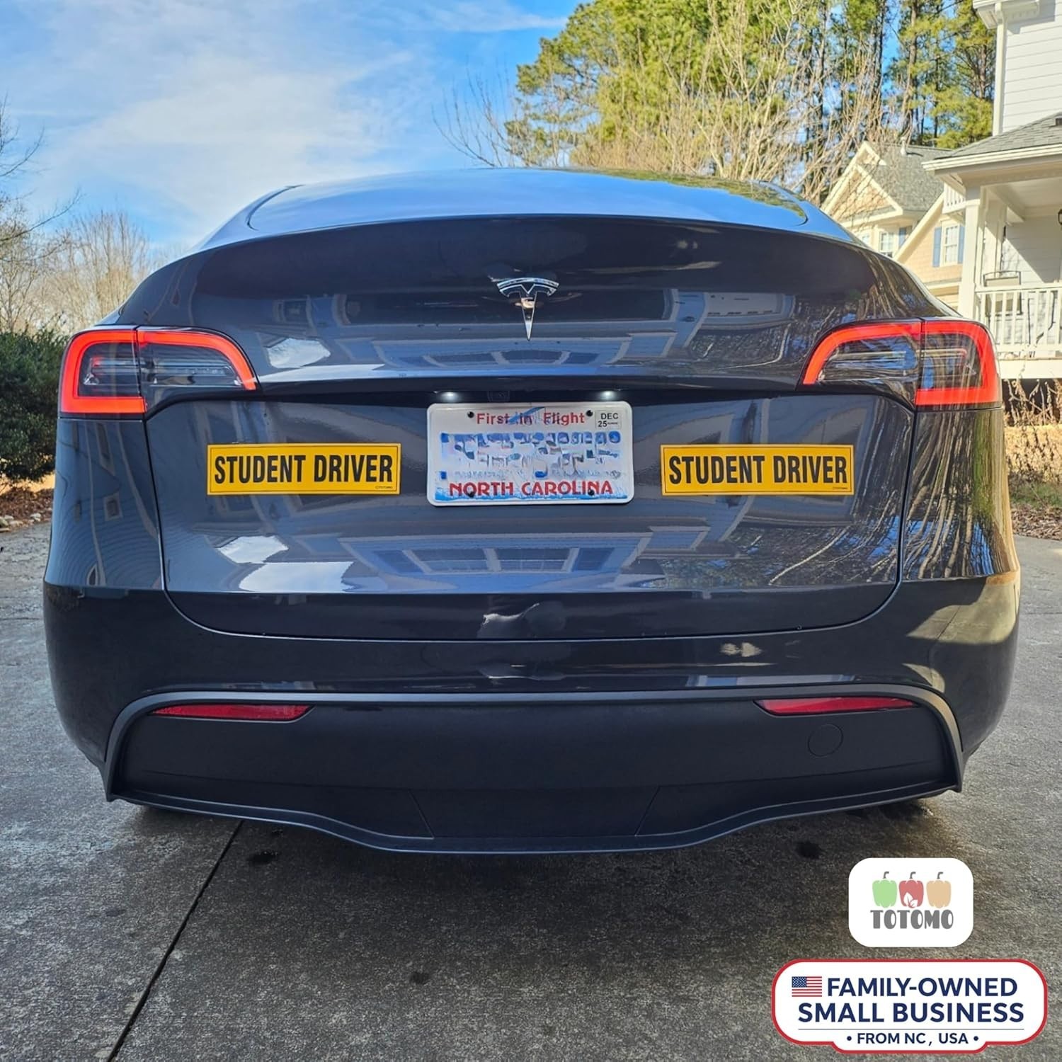 Reflective Student Driver Sign – 12″x3″ Magnetic Safety Bumper Sticker 2-Pack