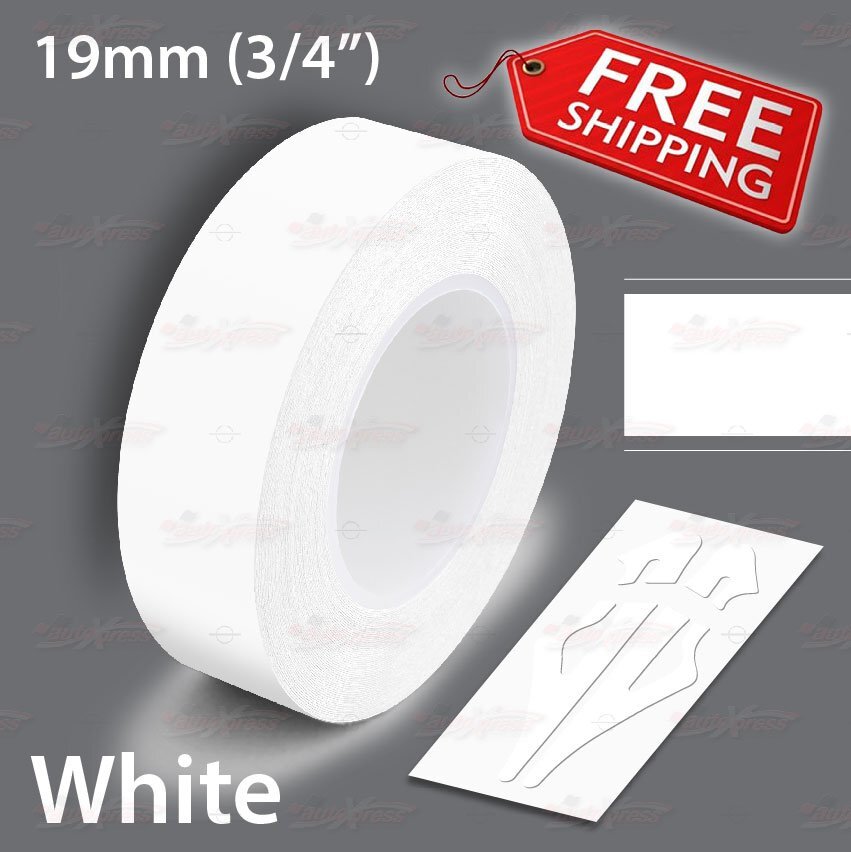WHITE 19mm 3/4″ Roll PIN STRIPE Car Striping Trim Line TAPE Decal Vinyl Sticker