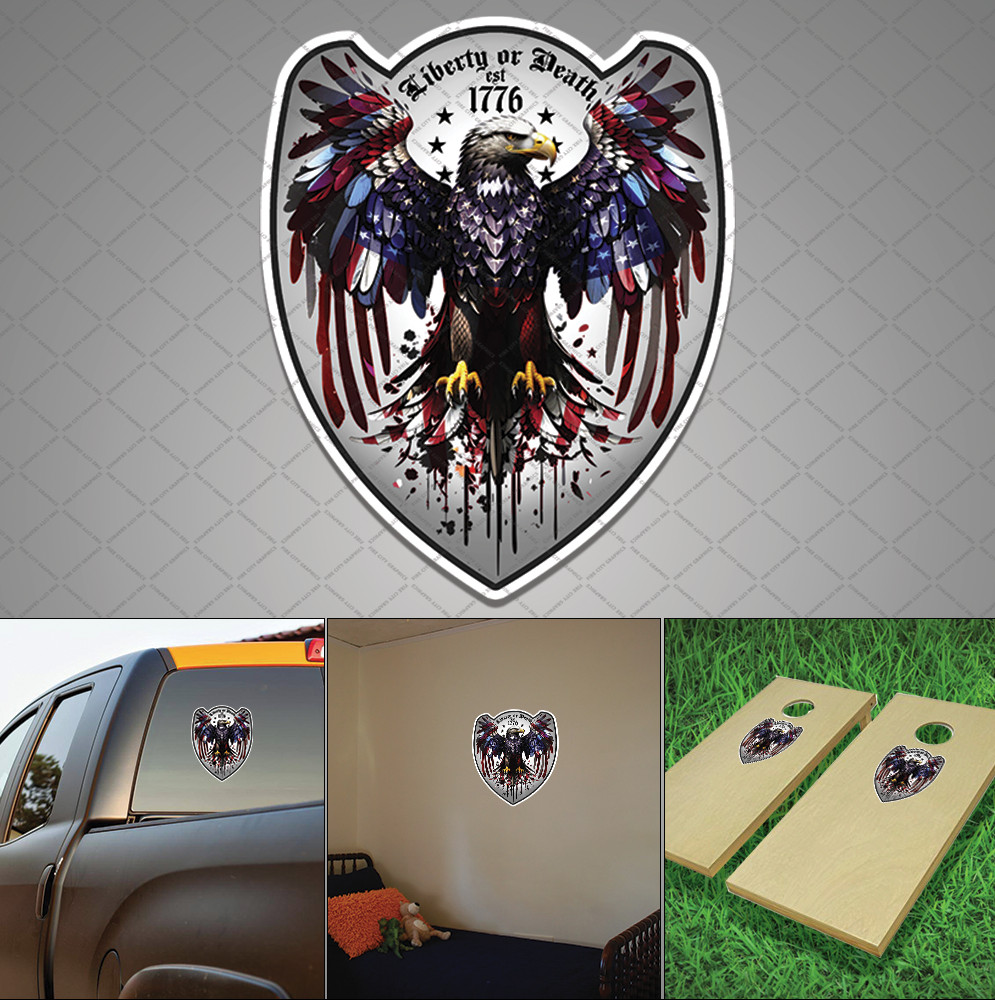 American Flag Eagle Vinyl Logo Sticker Decal Patriotic USA Emblem Truck Car Wall