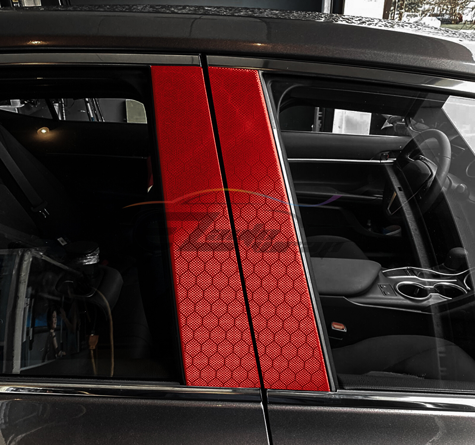 Honeycomb Carbon Fiber Satin Dark Red Hex Auto Sticker Decal Vinyl Wrap Sheet