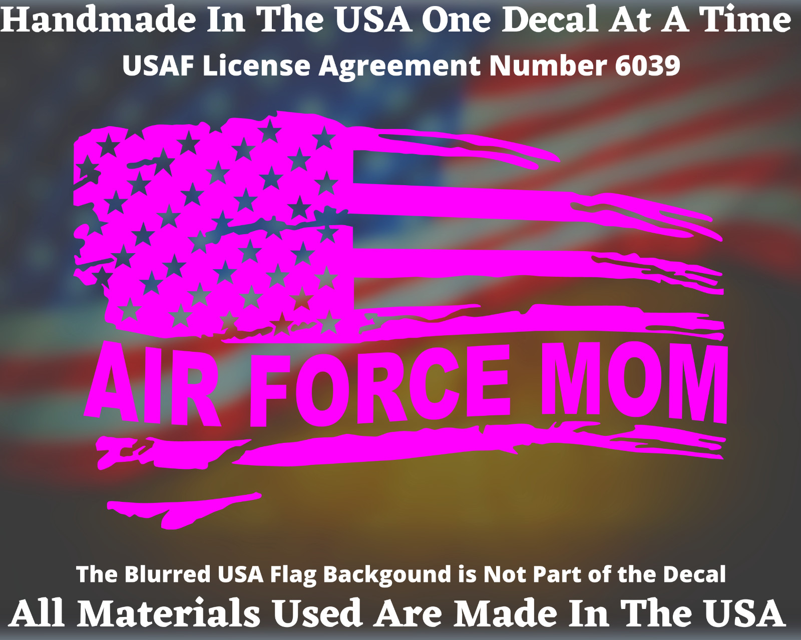 Air Force Mom Distressed Tattered USA Decal USA Seller USAF MOM
