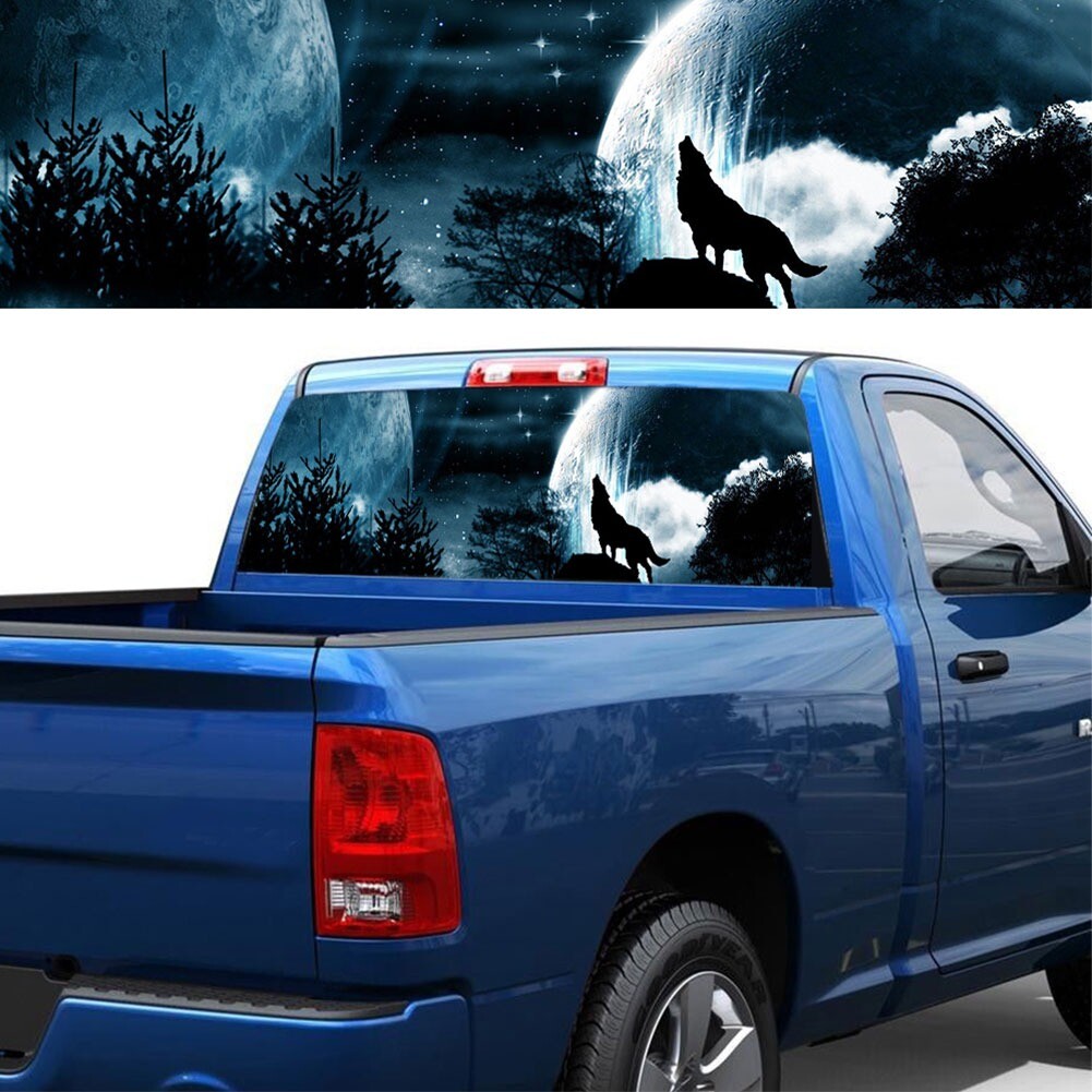 Wolf Howling Sky Galaxy Accessory Car Rear Window Windshield Vinyl Decal Sticker