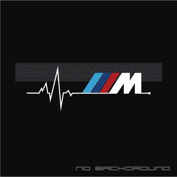 M heart beat pulse Decal Sticker Left M1 M2 M3 M4 M5 MX5 Multi color BMW Pair