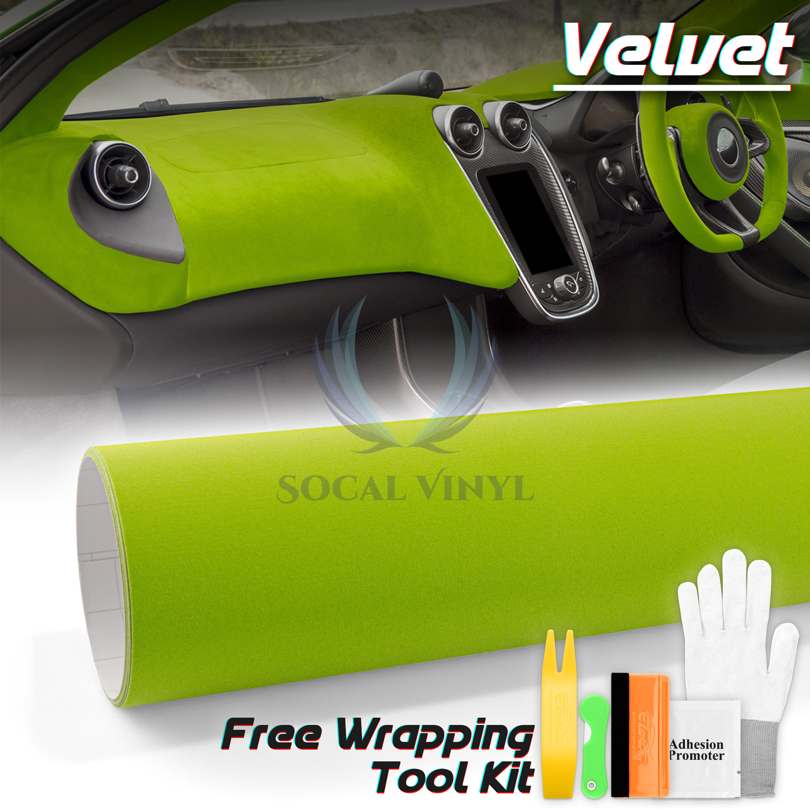 Velvet Apple Green Suede Textured Auto Car Vinyl Wrap Sticker Decal Sheet Film