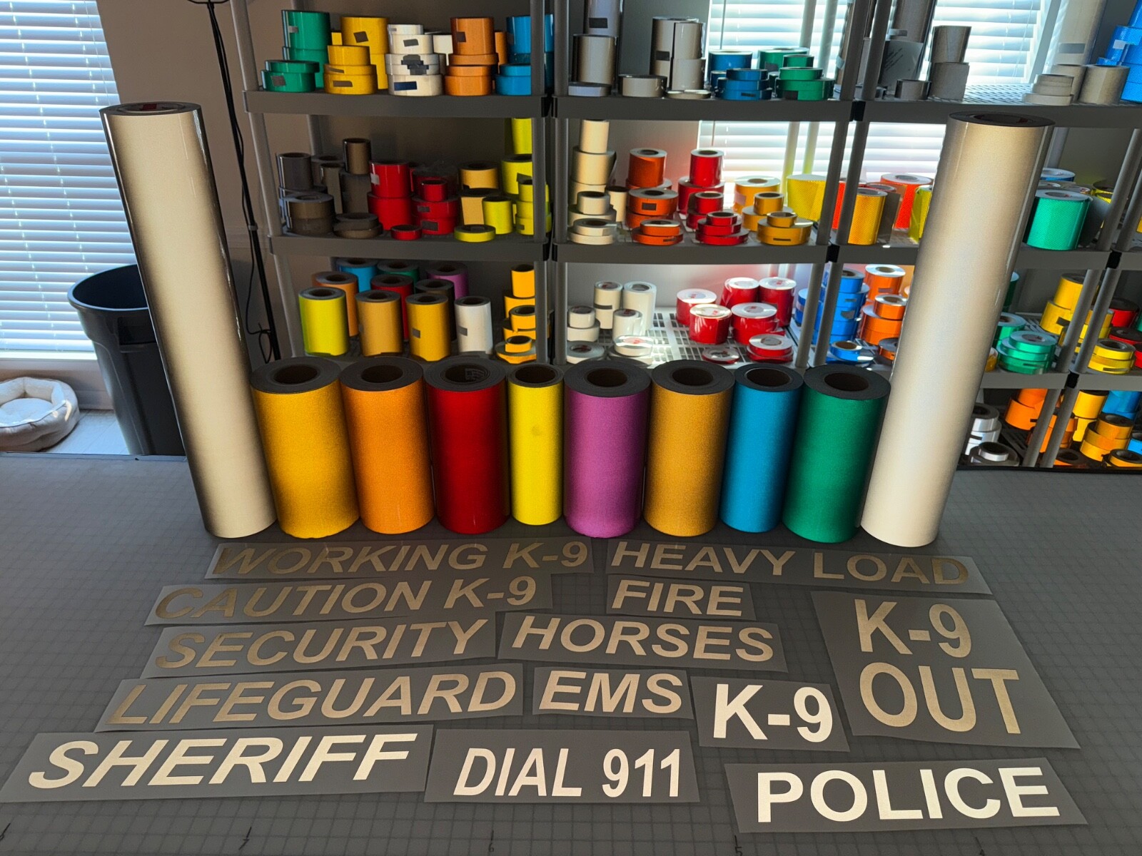 CAUTION K-9 3″x25″ REFLECTIVE Decal Arial Bold (10 Different Colors) Sticker