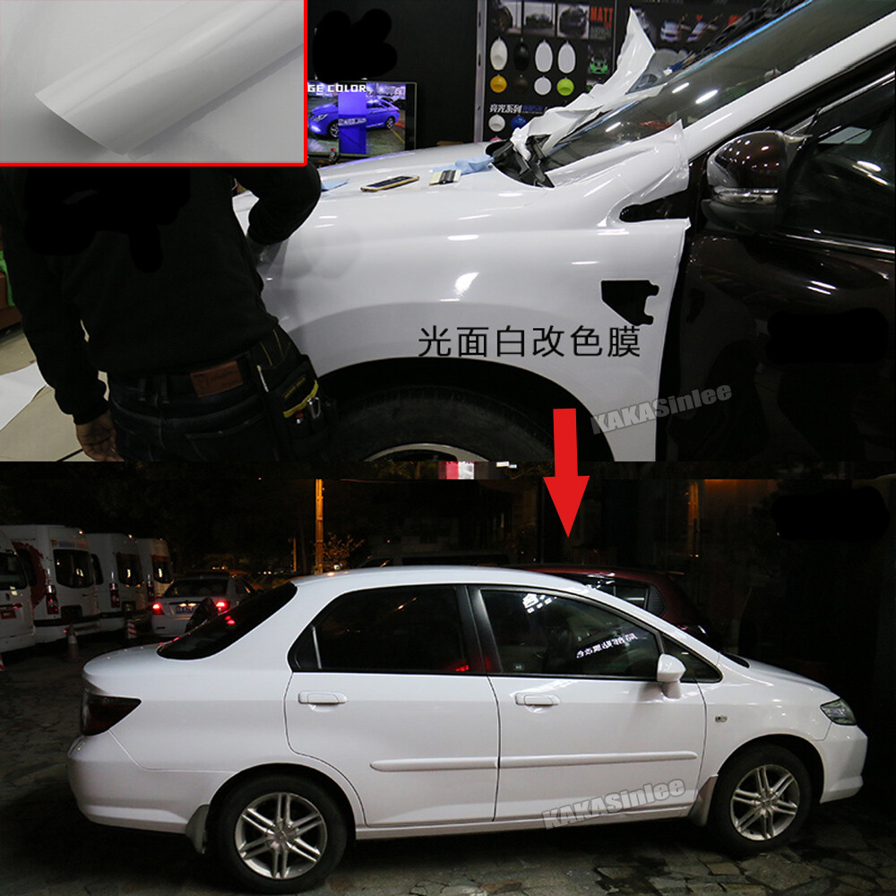 50FT X 5FT Entire Car Wrap White Flexible Glossy Paint Vinyl Sticker Air Free US