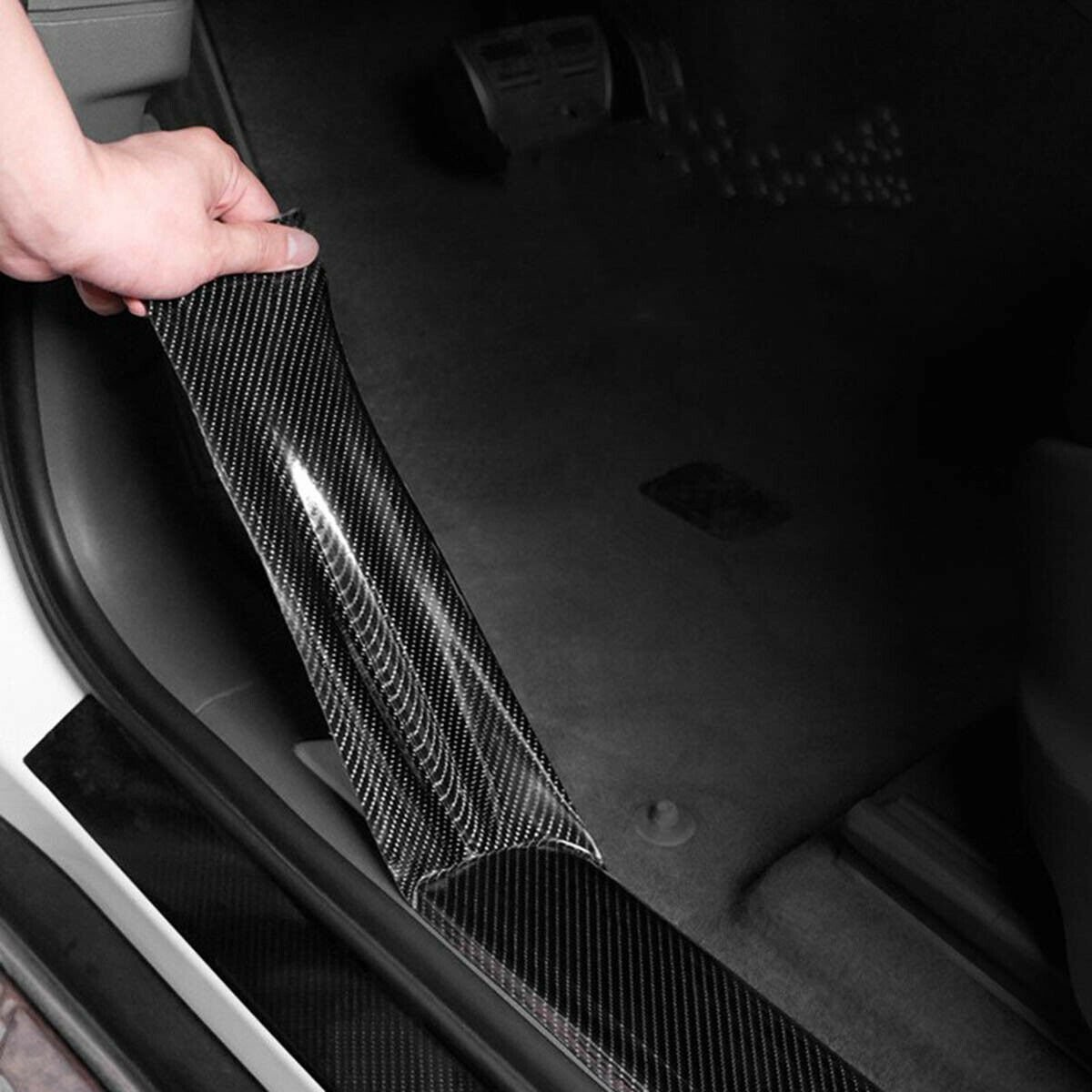 Carbon Fiber Auto Car Door Sill Sticker Protector Cover Scuff Anti Scratch Strip