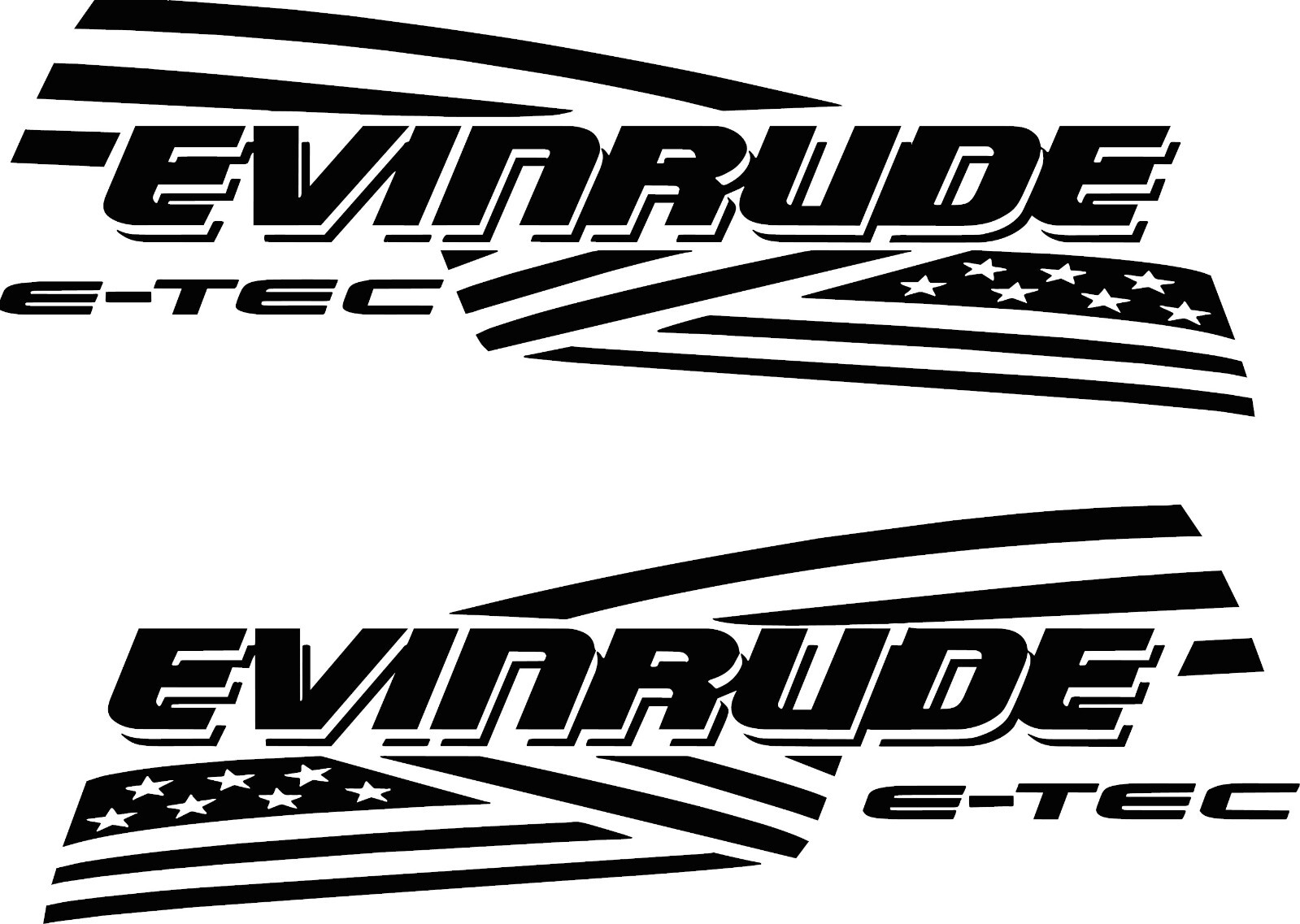 EVINRUDE E-TEC BOAT DECAL STICKER BUY 1 GET 1 FREE LEFT SIDE AND RIGHT SIDE