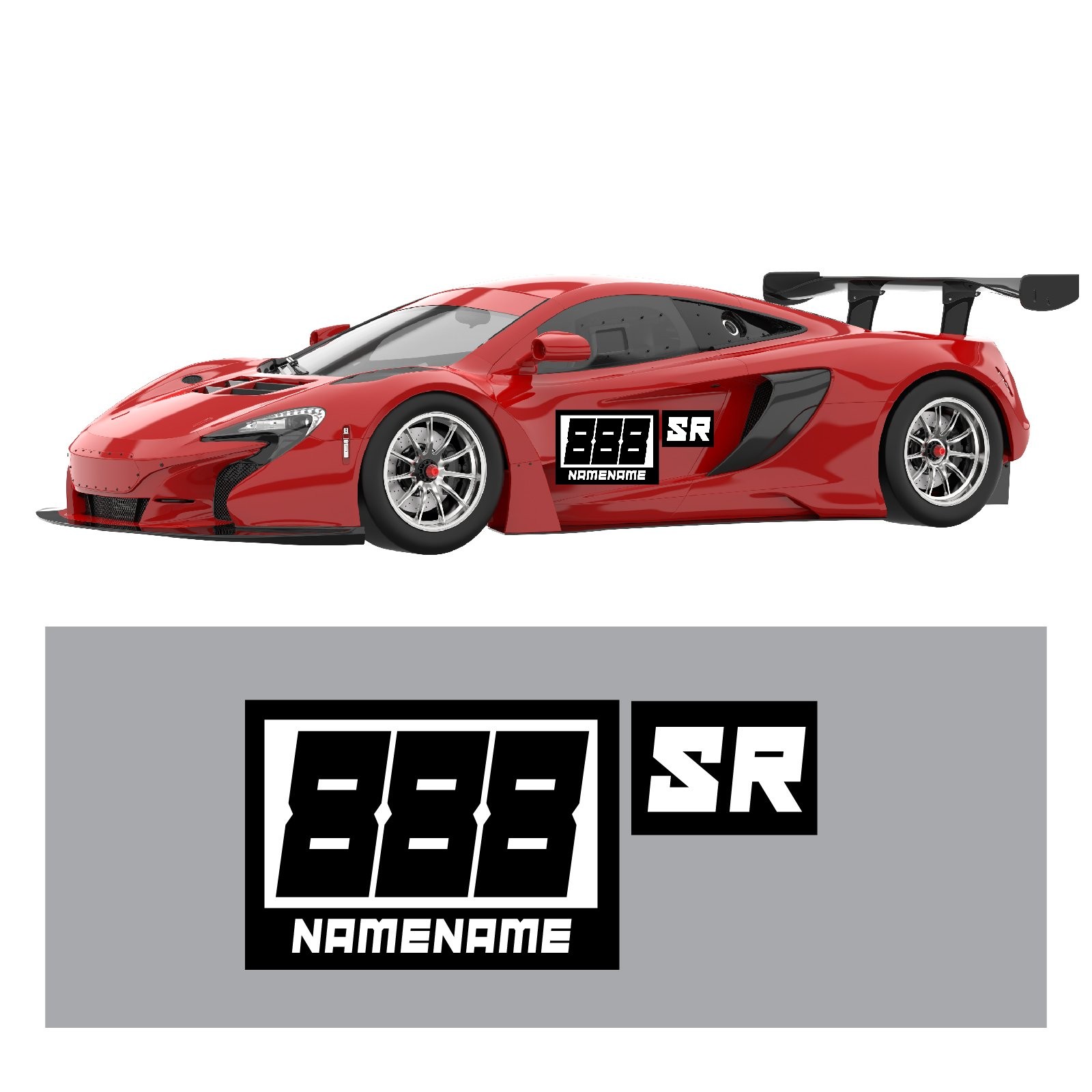 Custom Car Racing Number Class Sticker Matte x2 12″ 14″ 16″ – Style A Plate