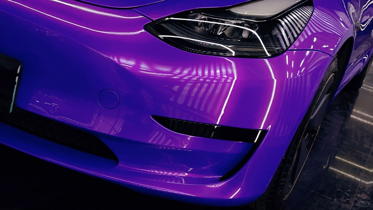 Purple Gloss Metallic Glitter PET Vinyl Film Wrap Sticker Decal Air Bubble Free