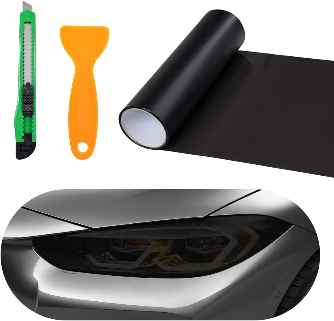 Car Headlight Vinyl Film Sticker Sheet Roll, 12″×48″ Self-Adhesive Sticker for T