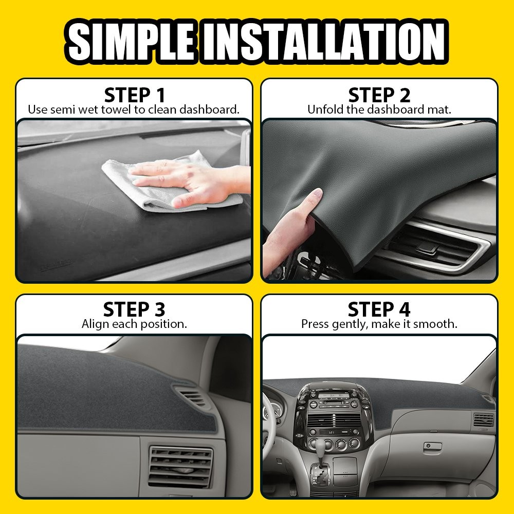 Gray Dash Cover Mat for Toyota Sienna 2004-2010 Sunshade Dashboard Pad 1-5X