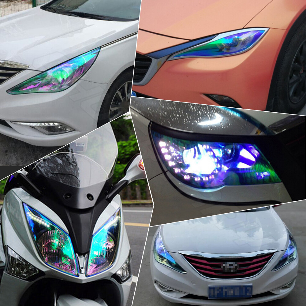 70cm*30cm Neo Blue Chameleon Color Tint Vinyl Film Overlay Sheet For Headlight