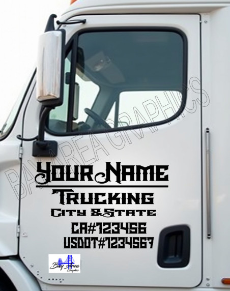 TRUCK DOOR DECALS CUSTOM Gothic Style Font /ONE COLOR OUTDOOR VINYL X2
