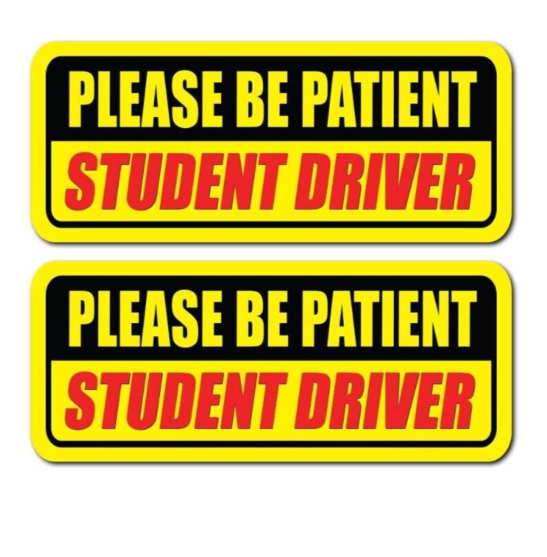 Student Driver Car Signs Please Be Patient Bumper Sticker Decal Label Safety x2
